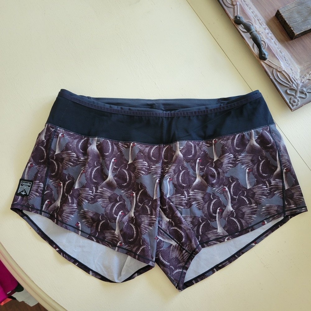 Oiselle Black and Purple Athletic Shorts